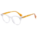 Retro round anti-blue light glasses with transparent frame and tortoiseshell temples - Transparent Frame