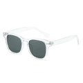 Fashionable square transparent frame sunglasses with dark lenses for a modern outdoor look - Transparent Frame Black Grey Lens