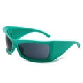 Occhiali da sole sportivi oversize verde brillante con lenti avvolgenti grigio scuro - Montatura Verde Opaco Lenti Grigie