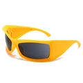 Occhiali da sole sportivi avvolgenti giallo brillante con lenti scure per il ciclismo - Montatura Giallo Opaco Lenti Grigie