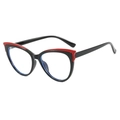 Montatura occhiali cat eye bicolore nero e rosso con lenti anti-luce blu protettive - Montatura Nera
