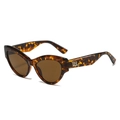 Cat eye sunglasses with tortoise frame, brown lenses and golden letter H detail - Leopard Frame / Tea Lens