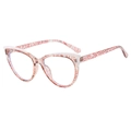 Cat eye glasses frames with orange marble texture and white wavy details on temple tips - Red Mesh Frame