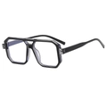Occhiali aviatore retrò poligonali con doppio ponte nero e lenti anti-luce blu trendy - Grigio Nero