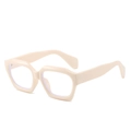 Fashionable irregular cream geometric thick frame anti-blue light glasses for women - Cream Beige