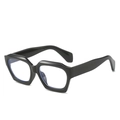 Occhiali anti-luce blu poligonali neri alla moda con spessa montatura geometrica - Nero Lucido