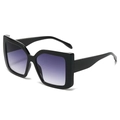 Occhiali da sole quadrati oversize con montatura nera e lenti viola sfumate - Montatura Nera Lente Grigia Sfumata