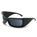 Occhiali da sole wrap-around neri opachi oversize con lenti grigie in stile sportivo Y2K - Montatura Nero Opaco Lenti Grigie