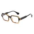 Occhiali retrò quadrati anti-luce blu con montatura a contrasto nera e tartaruga - Leopardo Nero