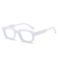 Classic white thick-frame hexagonal glasses with anti-blue light lenses for fashion - White Frame