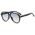 Classic black pilot sunglasses with blue-orange gradient lenses and gold metal accents - Black Frame Green Yellow Gradient Lens