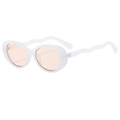 Retro small oval sunglasses with white wave-shaped frame and light orange lenses - White Frame Champagne Lens