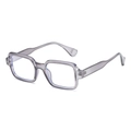 Square transparent grey anti-blue light glasses with rivet details and simple frame - Grey Frame