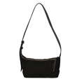 Borsa a tracolla minimalista in pelle scamosciata nera con chiusura a zip superiore - Nero