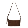 Borsa hobo minimalista in pelle scamosciata marrone scuro con ampia tracolla regolabile - Marrone