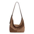 Bolso hobo vintage de ante marrón con correa ajustable y diseño de gran capacidad - Verde Oliva
