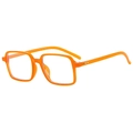 Classic orange square blue light blocking glasses with transparent plastic frame in retro style - Orange