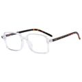 Klassische quadratische Blaulichtbrille mit klarem Rahmen und Bügeln im Schildpatt-Stil - Transparent Schildpatt