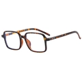 Classic tortoise shell square frame anti-blue light glasses with retro rivet accents - Tortoise