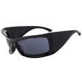 Fashion oversized square frame sunglasses with thick black temples and dark lenses - Bright Black Frame Grey Lens