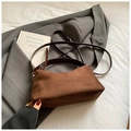 Vintage brown suede underarm bag with contrast leather straps and silver hardware - Brown No Pendant
