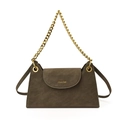 Borsa a tracolla marrone in similpelle scamosciata con catena dorata e design chic - Verde