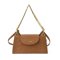 Borsa a tracolla vintage marrone con catena dorata e finitura in pelle liscia - Marrone