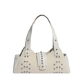 Sac bandoulière beige chic avec clous argentés au style punk Y2K moderne - Blanc