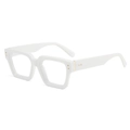 Occhiali bianchi quadrati con montatura spessa in stile vintage e filtro luce blu - Bianco