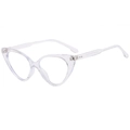 Fashionable transparent cat-eye glasses frame at a 45-degree angle on a white background - Transparent Frame