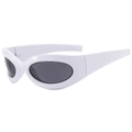 Lunettes de soleil de sport Y2K avec monture ovale blanche et verres gris foncé - Monture Blanche Verres Gris Foncé