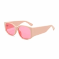 Lunettes de soleil rétro à monture rose épaisse et verres dégradés roses élégants - Monture Champagne Verres Roses