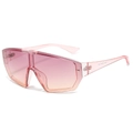 Fashionable oversized pink gradient wrap sunglasses for outdoor sports and sun protection - Pink Frame / Pink Lens