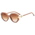Retro oversized round sunglasses with amber frames and gradient lenses for women - Coffee Frame Gradient Tea Lens