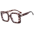 Stylish oversized square tortoiseshell eyeglasses with metal logo on high-quality frames - Black Floral Frame