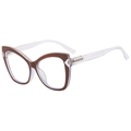 Brown and clear cat eye blue light blocking glasses with stylish spring hinges for women - Taro Pink Frame