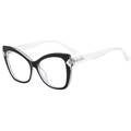 Occhiali cat-eye anti-luce blu con montatura nera e stanghette trasparenti alla moda - Montatura Nero Trasparente