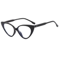 Montura de gafas cat-eye negra moderna con remaches plateados y lentes de filtro azul - Marco Negro