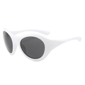 Futuristic white oval sunglasses with large black lenses for outdoor fashion style - White Frame Dark Grey Lens