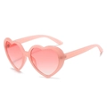 Classic retro heart-shaped sunglasses with pink frames and gradient lenses from 45-degree angle - Pink Frame Gradient Pink Lens