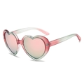 Fashionable heart-shaped sunglasses with pink-to-green gradient frames and pink lenses - Pink Frame Pink Mirror