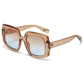 Square oversized sunglasses with transparent tea frame and gradient blue lenses - Tea Frame Tea Blue Lens