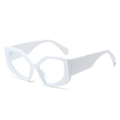 Monture géométrique blanche épaisse œil de chat avec verres anti-lumière bleue, vue latérale - Cadre Blanc