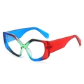 Montatura per occhiali cat-eye arcobaleno con sfumatura geometrica e montatura spessa - Montatura Blu Verde Rosso