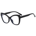 Occhiali anti luce blu stile cat-eye con montatura nera lucida e cerniere a molla flessibili - Montatura Nera