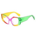 Monture lunettes œil de chat arc-en-ciel au design géométrique épais translucide femme - Monture Jaune Rose Vert