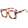 Stylish square oversized blue light glasses with classic brown tortoise texture frames - Pink Floral Frame