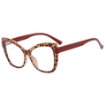 Occhiali cat-eye con montatura leopardata e stanghette rosso scuro dal design alla moda - Montatura Tartarugata Rossa