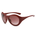 Gafas de sol redondas futuristas en rojo oscuro brillante con lentes degradadas - Montura Vino Tinto Lentes Té Degradado