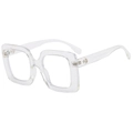 Transparent oversized square glasses frame with silver H logo and blue light blocking - Transparent Frame